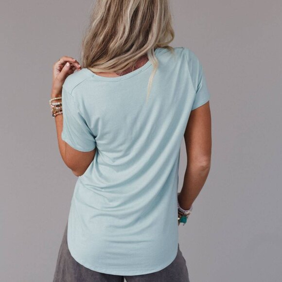 New! Three Bird Nest Scoop Neck Bralette Tee Size Small Seafoam - Picture 5 of 5